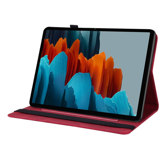 For Samsung Galaxy Tab S9+ Butterfly Flower Embossed Leather Tablet Case(Red)