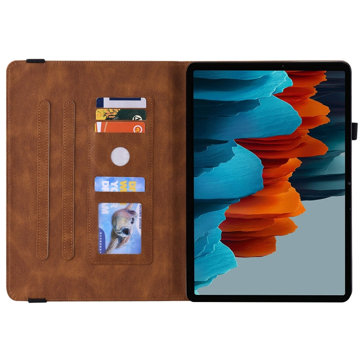For Samsung Galaxy Tab S9+ Butterfly Flower Embossed Leather Tablet Case(Brown)