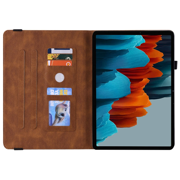 For Samsung Galaxy Tab S9+ Butterfly Flower Embossed Leather Tablet Case(Brown)
