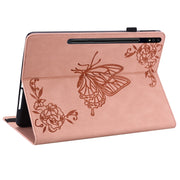 For Samsung Galaxy Tab S9+ Butterfly Flower Embossed Leather Tablet Case(Rose Gold)