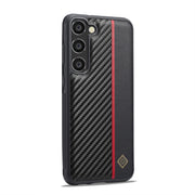 For Samsung Galaxy S23 LC.IMEEKE 3 in 1 Carbon Fiber Texture Shockproof Phone Case(Black)