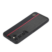 For Samsung Galaxy S23 LC.IMEEKE 3 in 1 Carbon Fiber Texture Shockproof Phone Case(Black)
