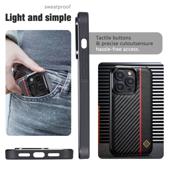 For Samsung Galaxy S24+ 5G LC.IMEEKE 3 in 1 Carbon Fiber Texture Shockproof Phone Case(Black)
