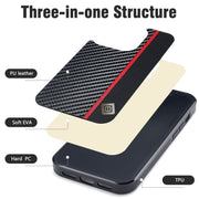 For Samsung Galaxy S23 LC.IMEEKE 3 in 1 Carbon Fiber Texture Shockproof Phone Case(Black)