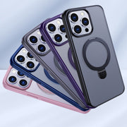 For iPhone 14 Multifunctional MagSafe Holder Phone Case(Pink)