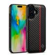 For iPhone 16 Plus LC.IMEEKE 3 in 1 Carbon Fiber Texture Shockproof Phone Case(Black) - iPhone 16 Plus Cases by LC.IMEEKE | Online Shopping South Africa | PMC TechLife | Buy Now Pay Later Mobicred