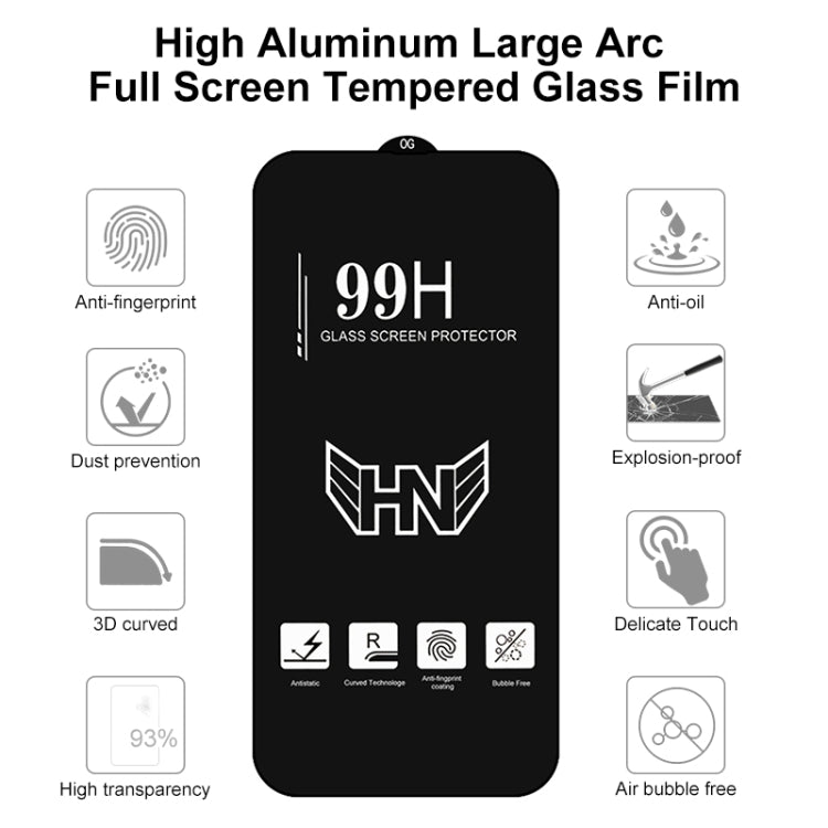 For iPhone 16 25pcs High Aluminum Large Arc Full Screen Tempered Glass Film