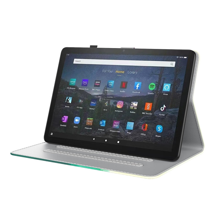 For Amazon Fire Max 11 Watercolor Pattern Flip Leather Tablet Case(Cyan Green)