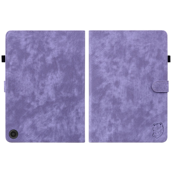 For Amazon Fire Max 11 Tiger Pattern Flip Leather Tablet Case(Purple)