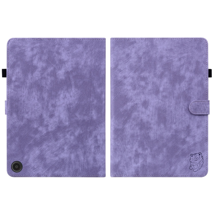 For Amazon Fire Max 11 Tiger Pattern Flip Leather Tablet Case(Purple)