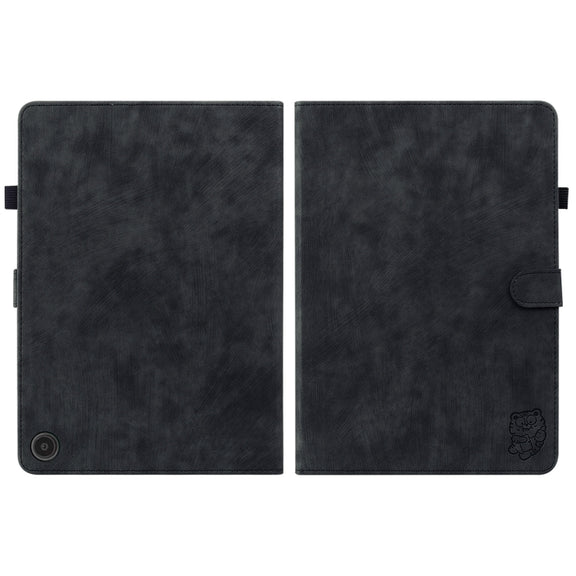 For Amazon Fire Max 11 Tiger Pattern Flip Leather Tablet Case(Black)