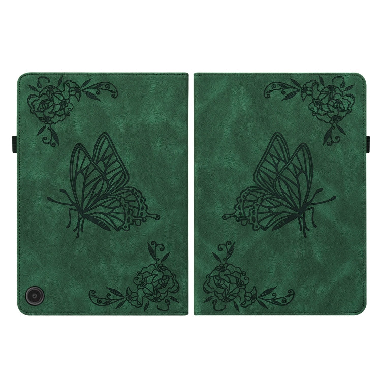 For Amazon Fire Max 11 Butterfly Flower Embossed Leather Tablet Case(Green)