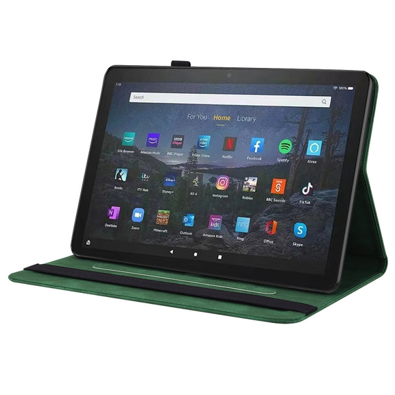 For Amazon Fire Max 11 Butterfly Flower Embossed Leather Tablet Case(Green)