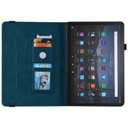 For Amazon Fire Max 11 Butterfly Flower Embossed Leather Tablet Case(Blue)