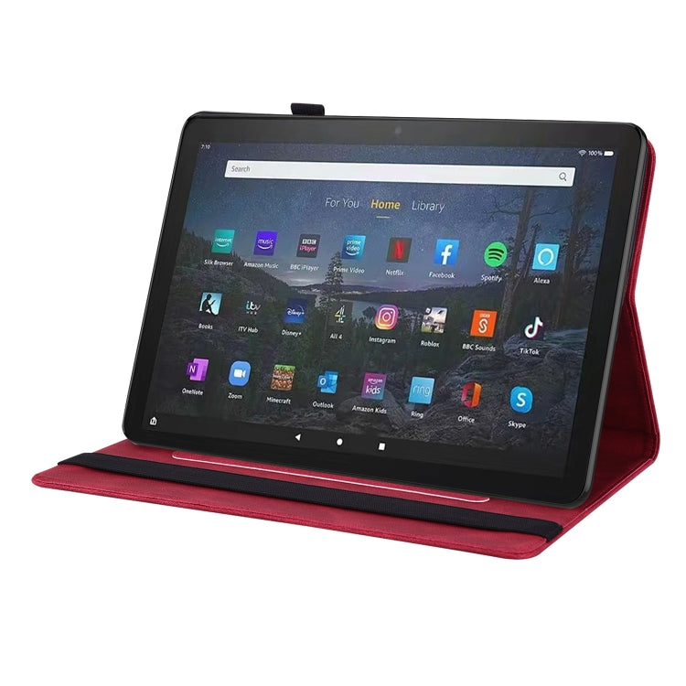 For Amazon Fire Max 11 Butterfly Flower Embossed Leather Tablet Case(Red)