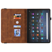 For Amazon Fire Max 11 Butterfly Flower Embossed Leather Tablet Case(Brown)
