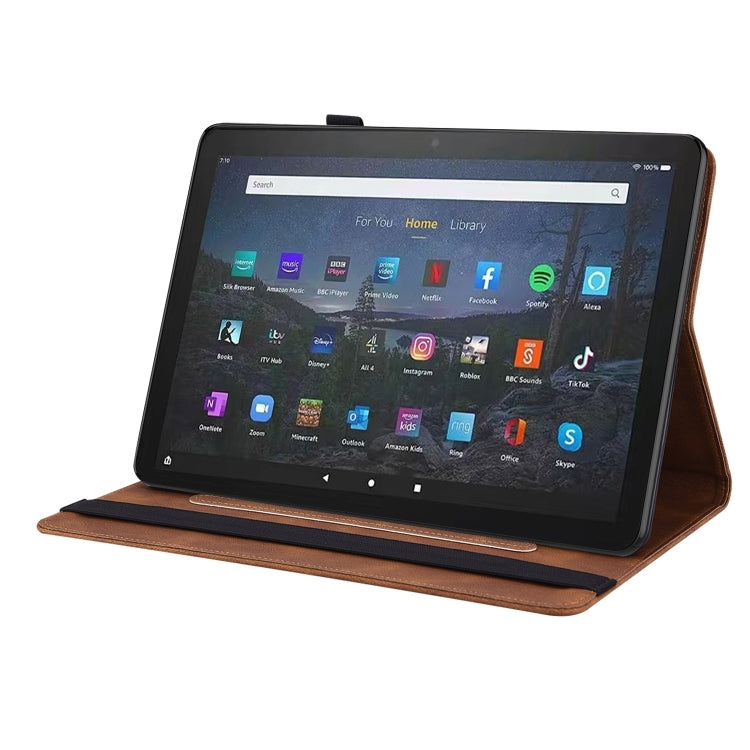 For Amazon Fire Max 11 Butterfly Flower Embossed Leather Tablet Case(Brown)