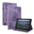 For Amazon Fire Max 11 Butterfly Flower Embossed Leather Tablet Case(Purple) - Amazon by PMC TechLife | Online Shopping South Africa | PMC TechLife | Buy Now Pay Later Mobicred