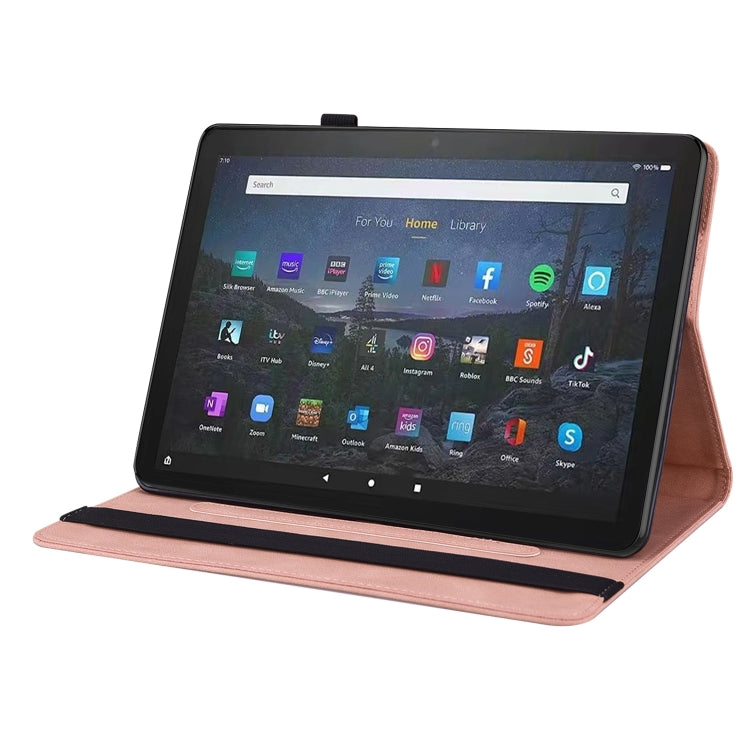 For Amazon Fire Max 11 Butterfly Flower Embossed Leather Tablet Case(Rose Gold)