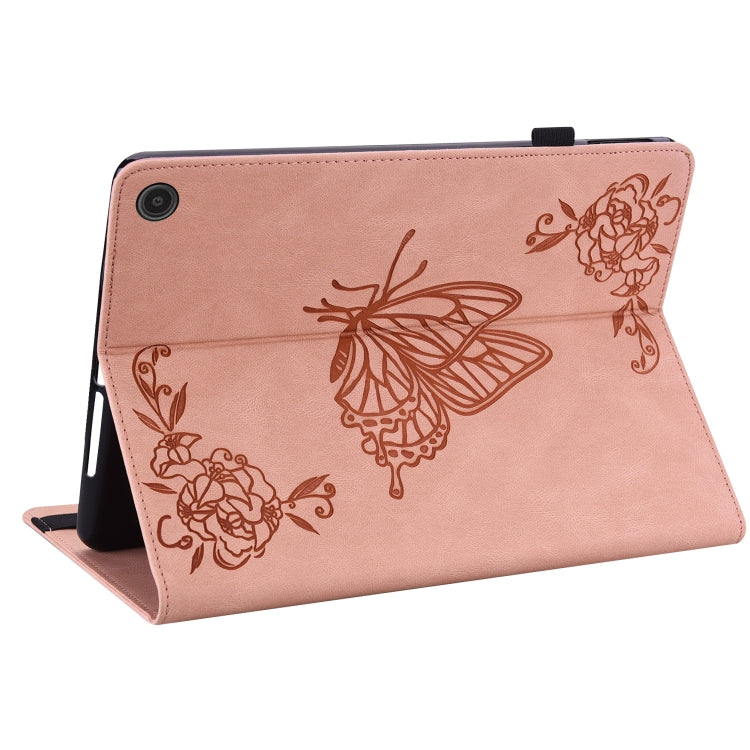 For Amazon Fire Max 11 Butterfly Flower Embossed Leather Tablet Case(Rose Gold)