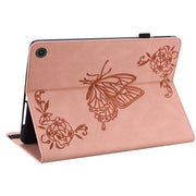 For Amazon Fire Max 11 Butterfly Flower Embossed Leather Tablet Case(Rose Gold)