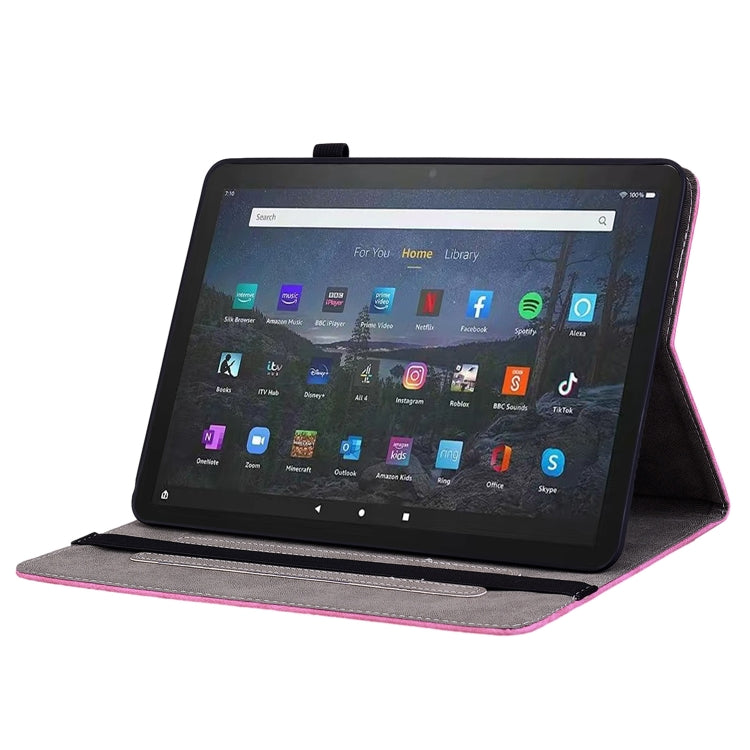 For Amazon Fire Max 11 Butterfly Rose Embossed Leather Tablet Case(Rose Red)