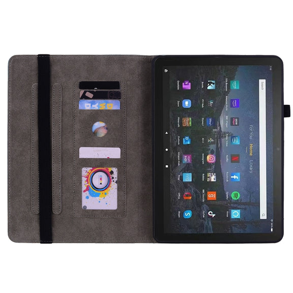 For Amazon Fire Max 11 Butterfly Rose Embossed Leather Tablet Case(Purple)