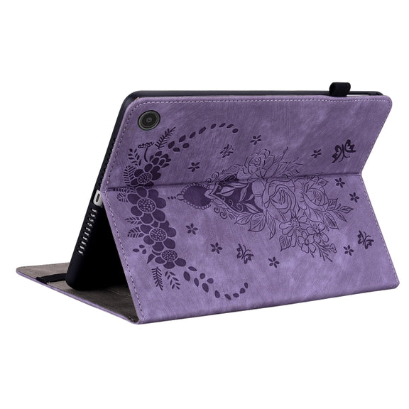 For Amazon Fire Max 11 Butterfly Rose Embossed Leather Tablet Case(Purple)