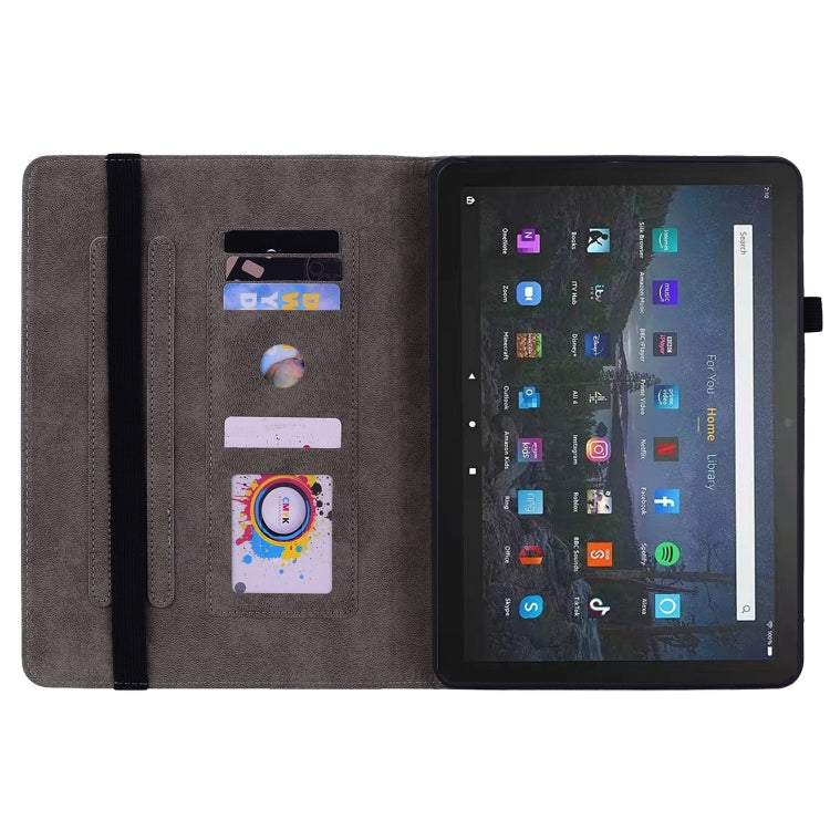 For Amazon Fire Max 11 Butterfly Rose Embossed Leather Tablet Case(Green)