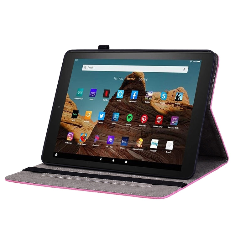For Amazon Fire HD 10 2023 Butterfly Rose Embossed Leather Tablet Case(Rose Red)