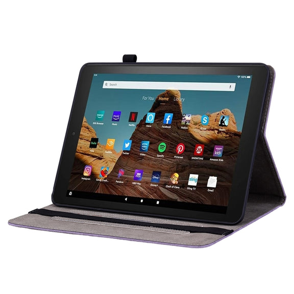 For Amazon Fire HD 10 2023 Butterfly Rose Embossed Leather Tablet Case(Purple)