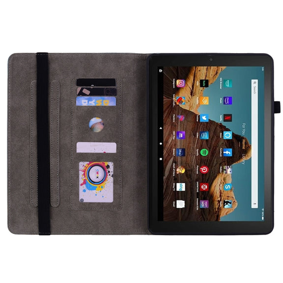 For Amazon Fire HD 10 2023 Butterfly Rose Embossed Leather Tablet Case(Red)