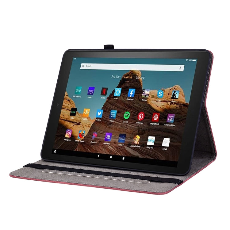 For Amazon Fire HD 10 2023 Butterfly Rose Embossed Leather Tablet Case(Red)