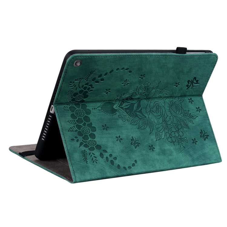 For Amazon Fire HD 10 2023 Butterfly Rose Embossed Leather Tablet Case(Green)