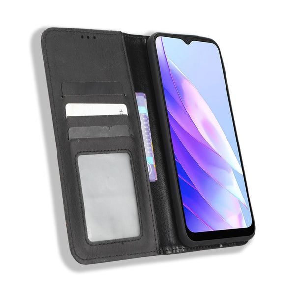 For Blackview A52 / A52 Pro Magnetic Buckle Retro Texture Leather Phone Case(Black)