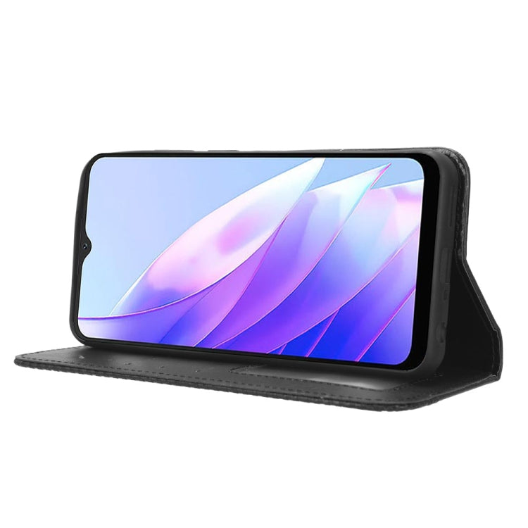 For Blackview A52 / A52 Pro Magnetic Buckle Retro Texture Leather Phone Case(Black)