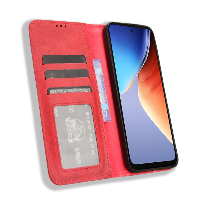 For Blackview A96 Magnetic Buckle Retro Texture Leather Phone Case(Red)