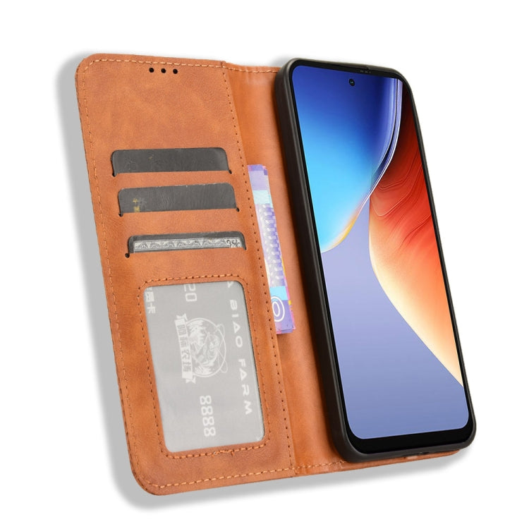 For Blackview A96 Magnetic Buckle Retro Texture Leather Phone Case(Brown)