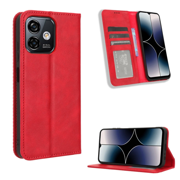 For Ulefone Note 16 Pro Magnetic Buckle Retro Texture Leather Phone Case(Red)