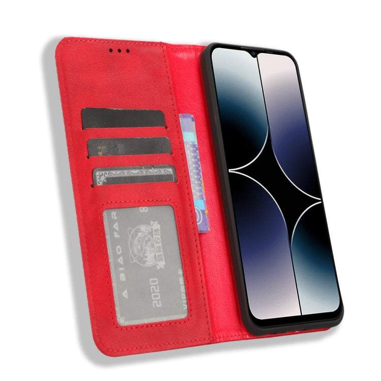 For Ulefone Note 16 Pro Magnetic Buckle Retro Texture Leather Phone Case(Red)