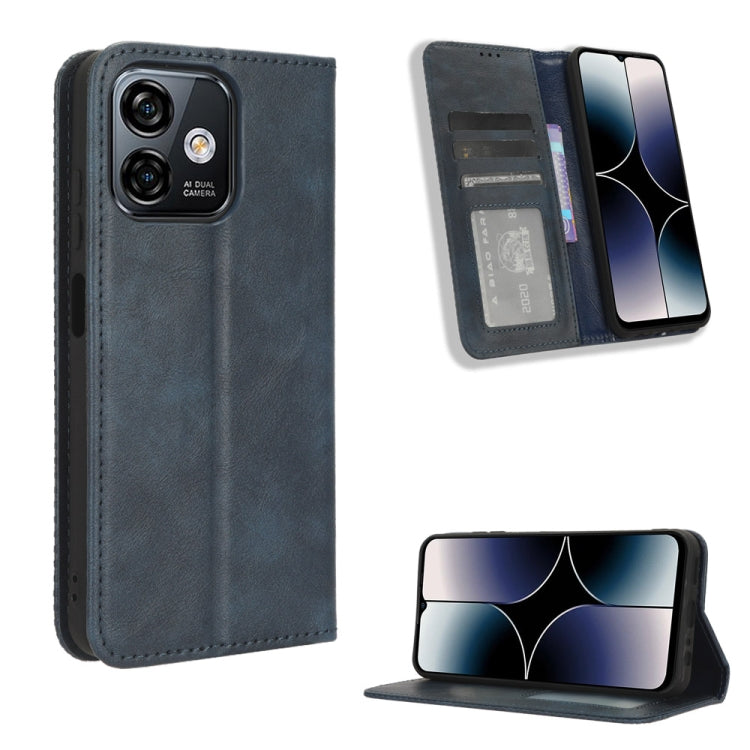 For Ulefone Note 16 Pro Magnetic Buckle Retro Texture Leather Phone Case(Blue)