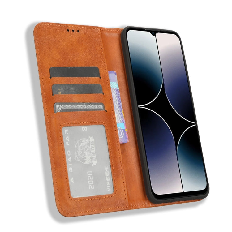 For Ulefone Note 16 Pro Magnetic Buckle Retro Texture Leather Phone Case(Brown)