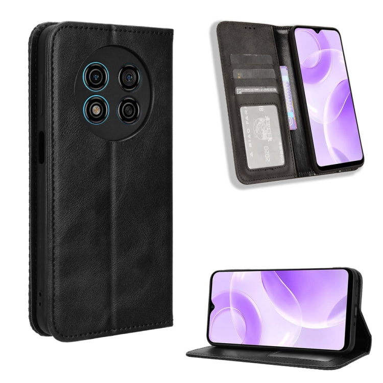 For Ulefone Note 15 Magnetic Buckle Retro Texture Leather Phone Case(Black)