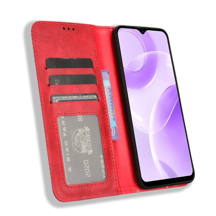 For Ulefone Note 15 Magnetic Buckle Retro Texture Leather Phone Case(Red)