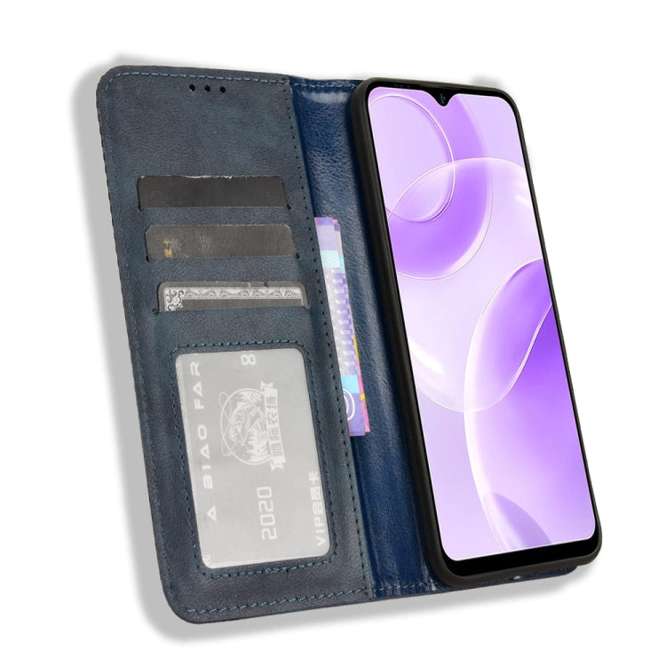 For Ulefone Note 15 Magnetic Buckle Retro Texture Leather Phone Case(Blue)