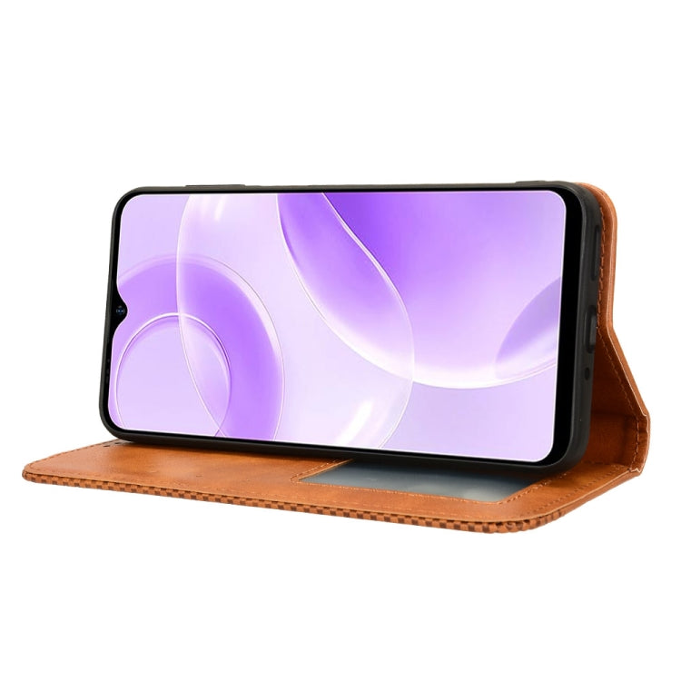For Ulefone Note 15 Magnetic Buckle Retro Texture Leather Phone Case(Brown)