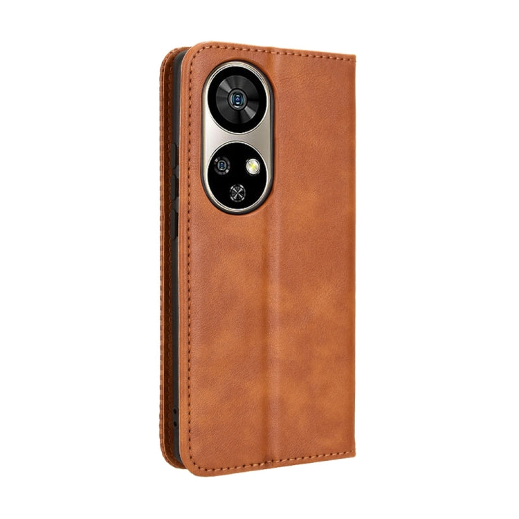 For Ulefone Note 17 Pro Magnetic Buckle Retro Texture Leather Phone Case(Brown)