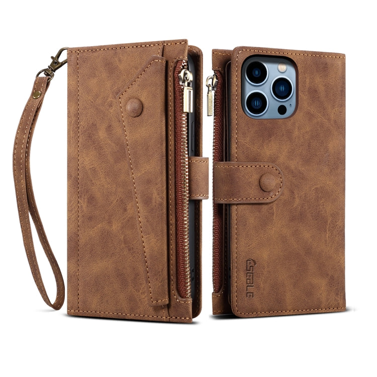 For iPhone 16 Pro ESEBLE Retro Frosted RFID Flip Leather Phone Case(Brown)
