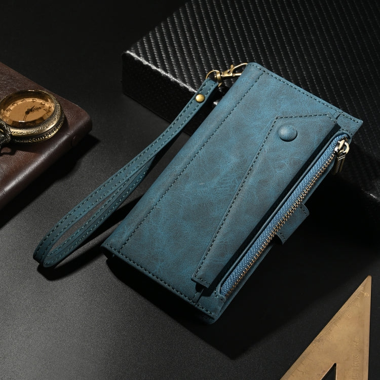 For iPhone 16 Pro ESEBLE Retro Frosted RFID Flip Leather Phone Case(Dark Green)