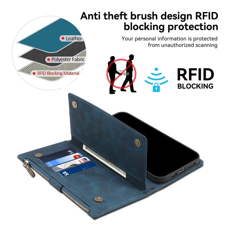 For iPhone 16 Pro ESEBLE Retro Frosted RFID Flip Leather Phone Case(Dark Green)